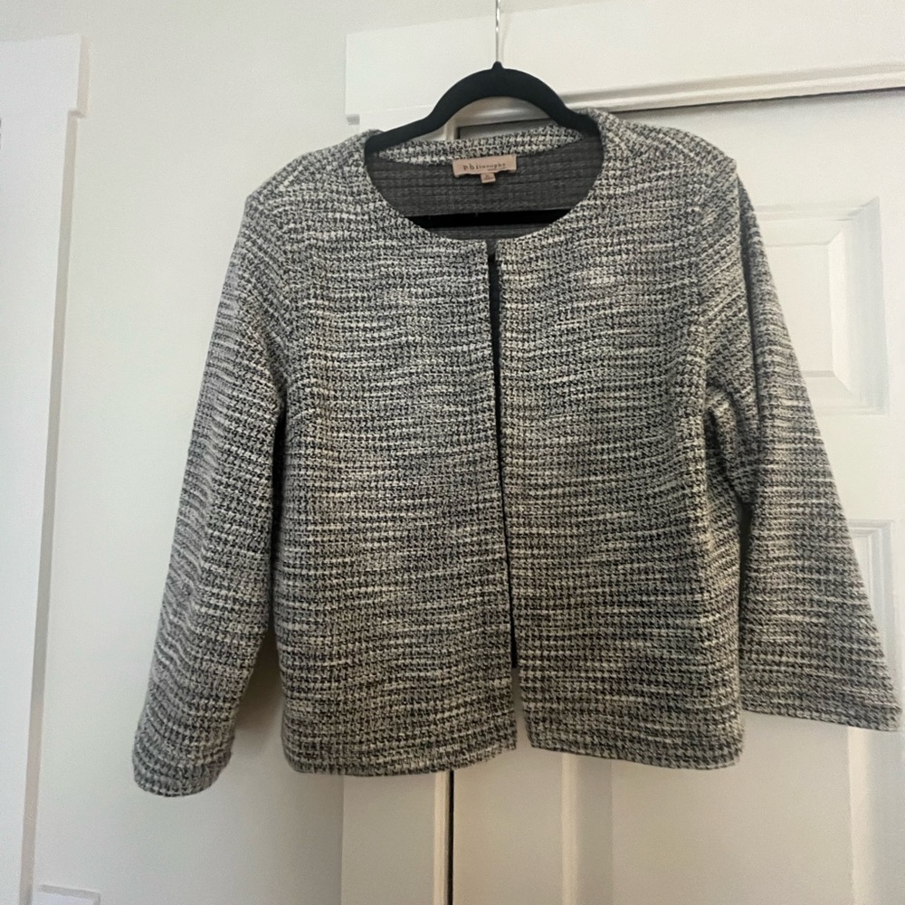 Grey tweed jacket that wears like cardigan